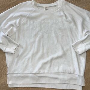 Fuzzy VS Pink crew neck sweatshirt